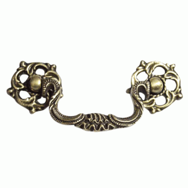 4 1/2 Inch Beaded Victorian Bail Pull with Leaf Mount (Antique Brass) COPPER MOUNTAIN HARDWARE