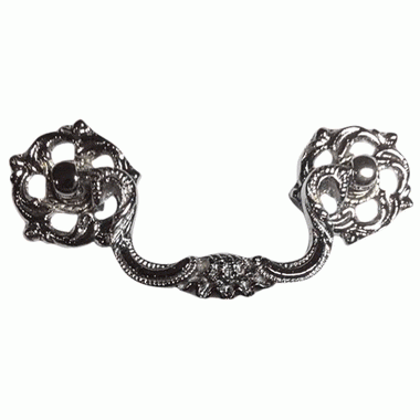 4 1/2 Inch Beaded Victorian Bail Pull with Leaf Mount (Polished Chrome Finish) COPPER MOUNTAIN HARDWARE