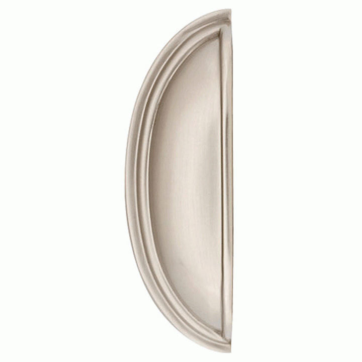 4 1/4 Inch (3 Inch c-c) Solid Brass Cup Pull (Brushed Nickel Finish) EMTEK