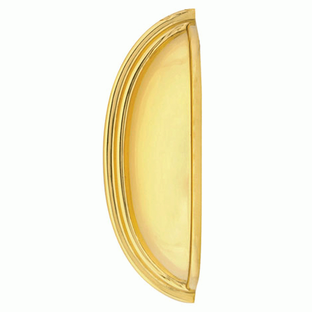 4 1/4 Inch (3 Inch c-c) Solid Brass Cup Pull (Polished Brass Finish) EMTEK