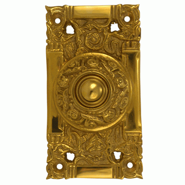 4 1/4 Inch Art Nouveau Solid Brass Doorbell (Polished Brass Finish) COPPER MOUNTAIN HARDWARE