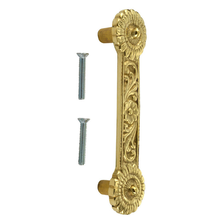 4 1/4 Inch Overall (3 3/8 Inch c-c) Solid Brass Unique Circle Pull Handle (Polished Brass Finish) COPPER MOUNTAIN HARDWARE