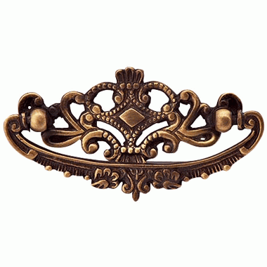 4 1/8 Inch Solid Brass Ornate Victorian Pull (Antique Brass Finish) COPPER MOUNTAIN HARDWARE