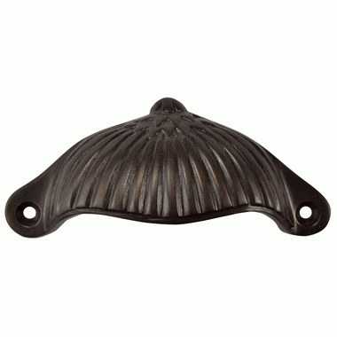 4 1/8 Inch Solid Brass Art Deco Fan Cup Pull (Oil Rubbed Bronze Finish) COPPER MOUNTAIN HARDWARE