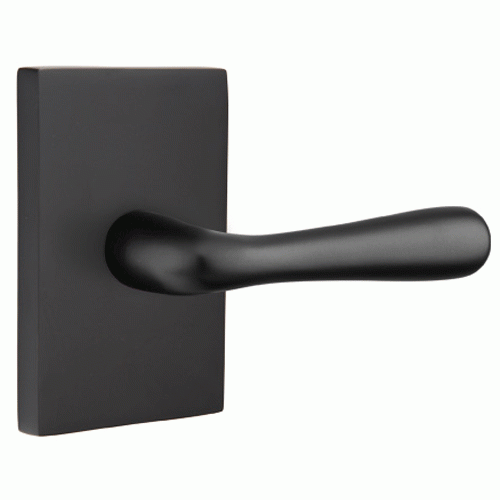 Solid Brass Basal Lever With Modern Rectangular Rosette (Several Finish Options) EMTEK