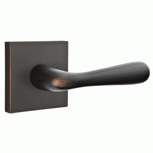 Solid Brass Basel Lever With Square Rosette (Several Finish Options) EMTEK