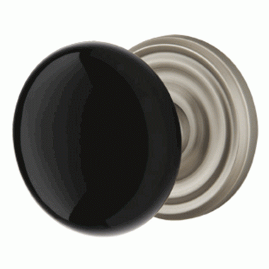 Black Porcelain Ebony Door Knob Set With Regular Rosette (Several Finish Options) EMTEK