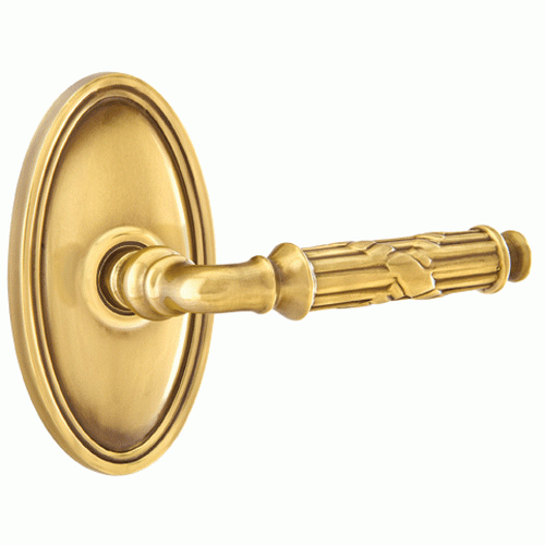 Solid Brass Ribbon & Reed Lever With Oval Rosette EMTEK