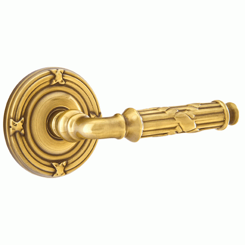 Solid Brass Ribbon & Reed Lever With Ribbon & Reed Rosette EMTEK