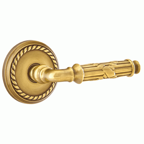 Solid Brass Ribbon & Reed Lever With Rope Rosette EMTEK