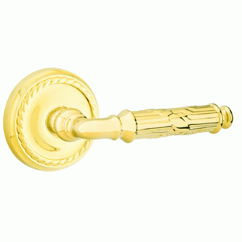 Solid Brass Ribbon & Reed Lever With Rope Rosette EMTEK