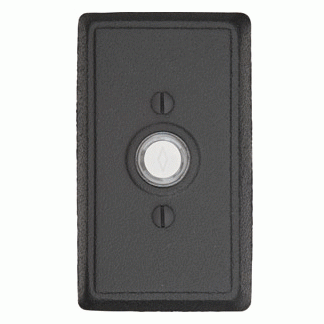 4 3/8 Inch Wrought Steel Doorbell Button with Rectangular Rosette EMTEK