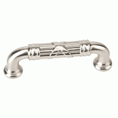 4 5/8 Inch (4 Inch c-c) Solid Brass Ribbon & Reed Fixed Pull - Estate (Brushed Nickel Finish) EMTEK