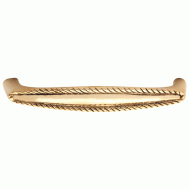 4 Inch Overall (3 3/4 Inch c-c) Solid Brass Georgian Roped Style Pull (Lacquered Brass Finish) COPPER MOUNTAIN HARDWARE