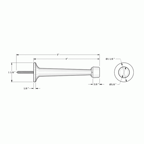 4 Inch Solid Brass Baseboard Door Bumper (Polished Chrome Finish) DELTANA