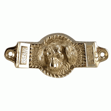 4 Inch Overall (3 1/2 Inch c-c) Solid Brass Golden Retriever Rectangular Cup Pull (Polished Brass Finish) COPPER MOUNTAIN HARDWARE