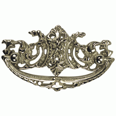 4 Inch Overall (3 Inch c-c) Solid Brass Baroque / Rococo Bail Pull (Polished Nickel Finish) COPPER MOUNTAIN HARDWARE