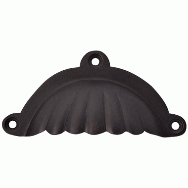 4 Inch Overall (3 1/2 Inch c-c) Solid Brass Scalloped Style Cup Pull (Oil Rubbed Bronze Finish) COPPER MOUNTAIN HARDWARE