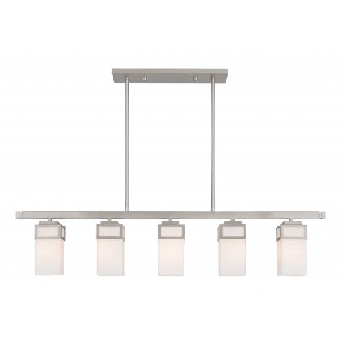 5 Light Brushed Nickel Linear Chandelier Livex