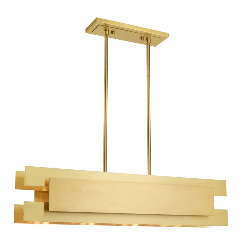 4 Light Satin Brass Linear Chandelier Livex