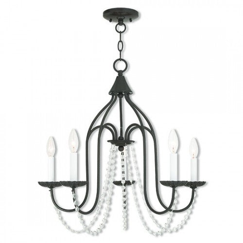 5 Light English Bronze Chandelier Livex
