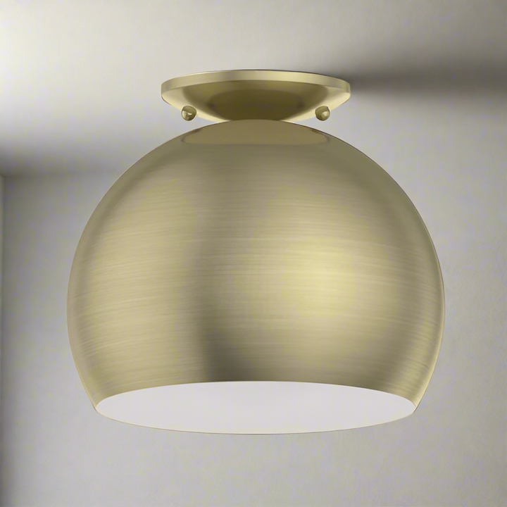 1 Light Antique Brass Flush Mount Livex