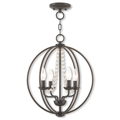 4 Light English Bronze Chandelier/Flush Mount Livex