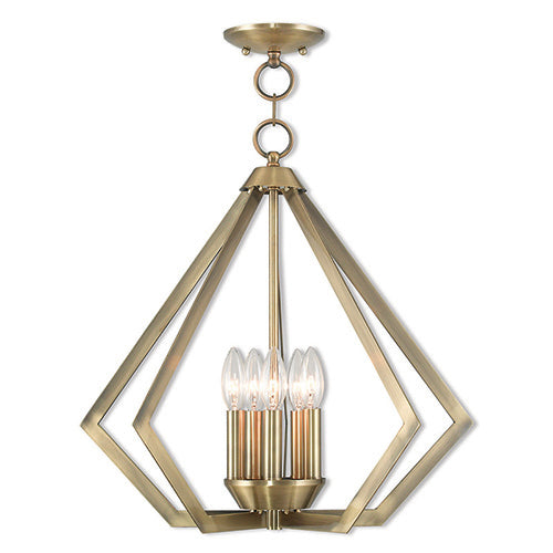 5 Light Antique Brass Chandelier Livex