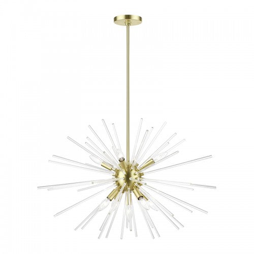 9 Light Satin Brass Large Pendant Chandelier Livex