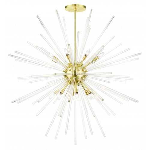 16 Light Satin Brass Foyer Pendant Chandelier Livex