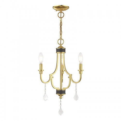 3 Light Polished Brass Chandelier Livex