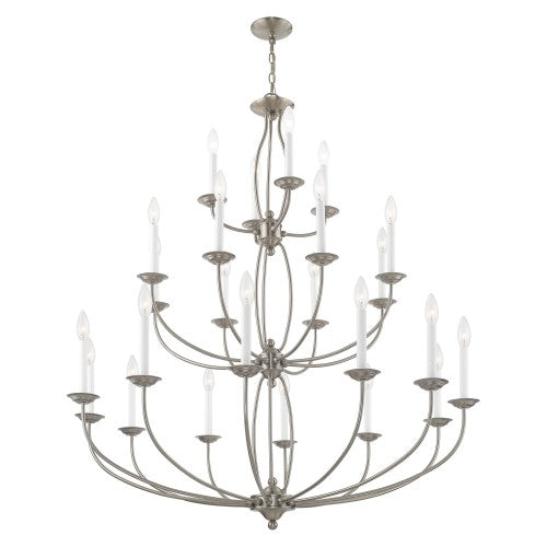 24 Light Brushed Nickel Chandelier Livex