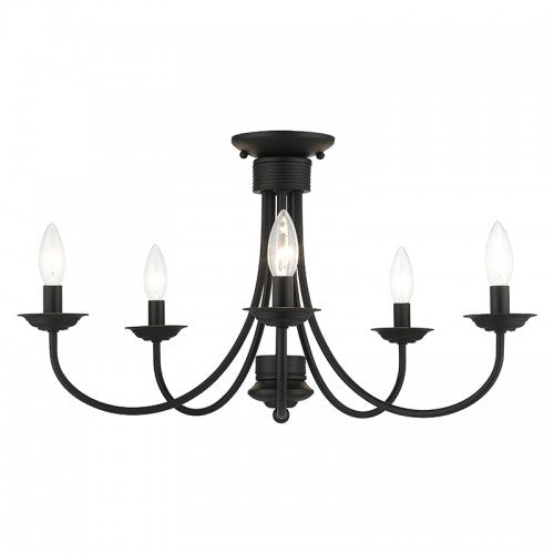 5 Light Black Large Semi-Flush Livex