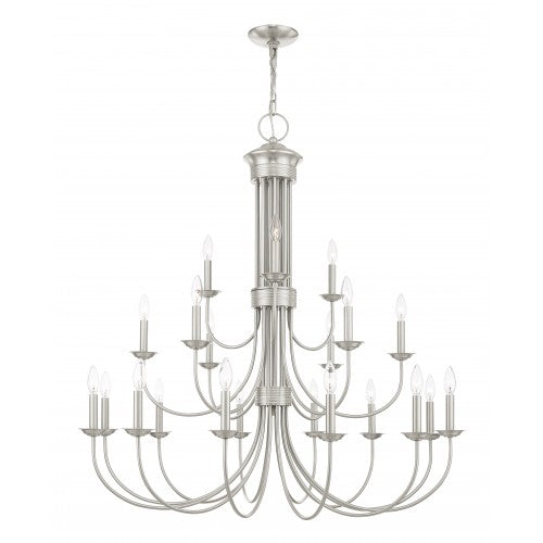 21 Light Brushed Nickel Chandelier Livex