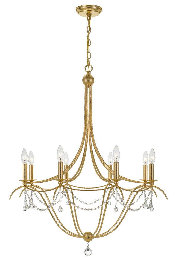 Metro 8 Light Crystal Beads Antique Gold Chandelier Crystorama