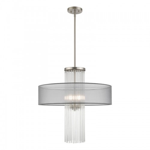 4 Light Brushed Nickel Pendant Chandelier Livex