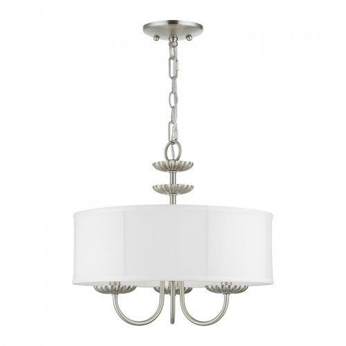 3 Light Brushed Nickel Pendant Chandelier Livex