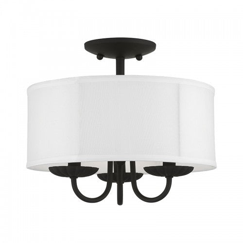 3 Light Black Semi-Flush Mount Livex