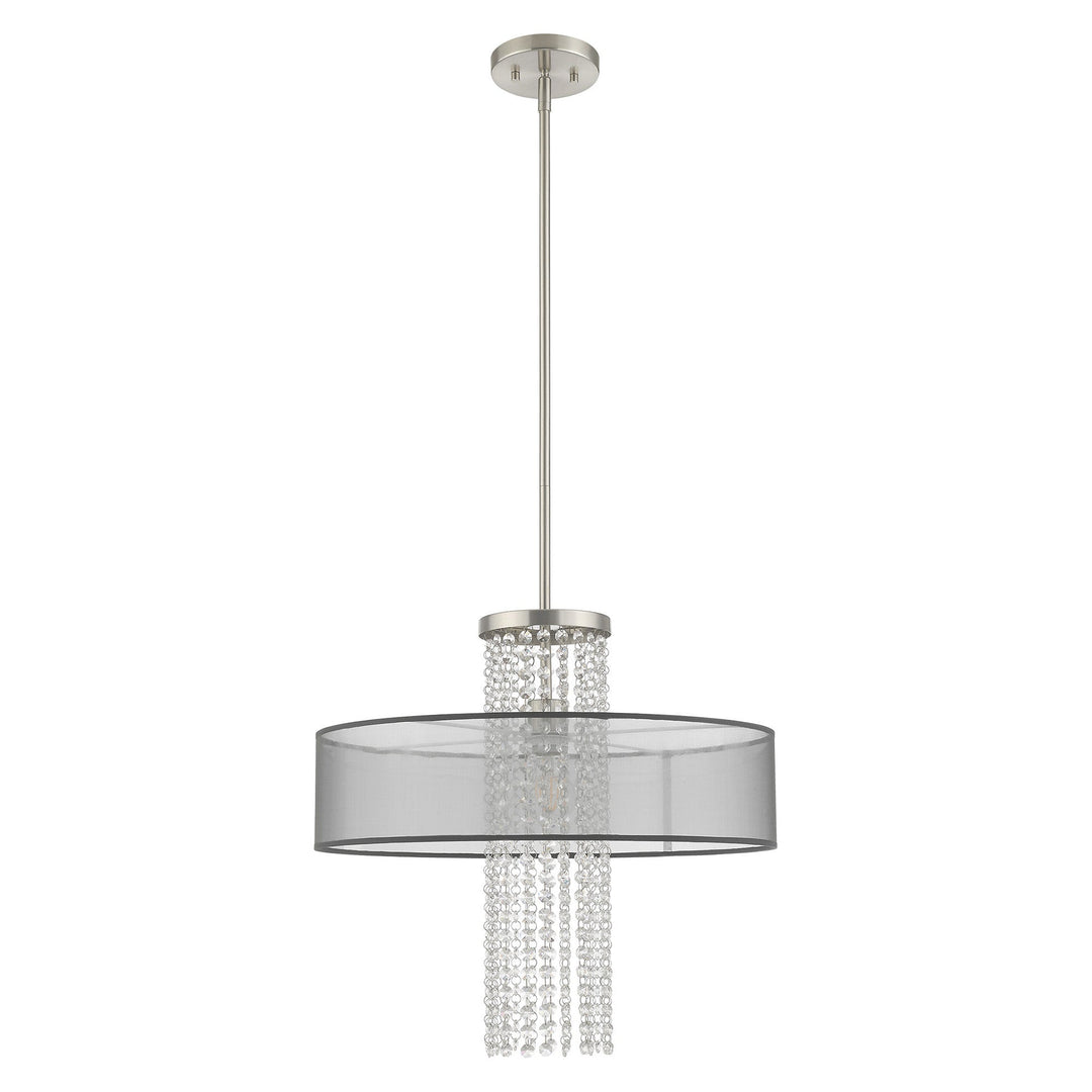 1 Light Brushed Nickel Pendant Chandelier Livex