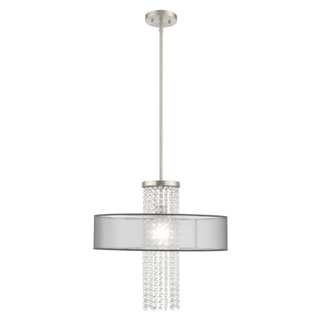 1 Light Brushed Nickel Pendant Chandelier Livex