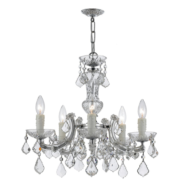 Maria Theresa 5 Light Hand Cut Crystal Polished Chrome Chandelier Crystorama