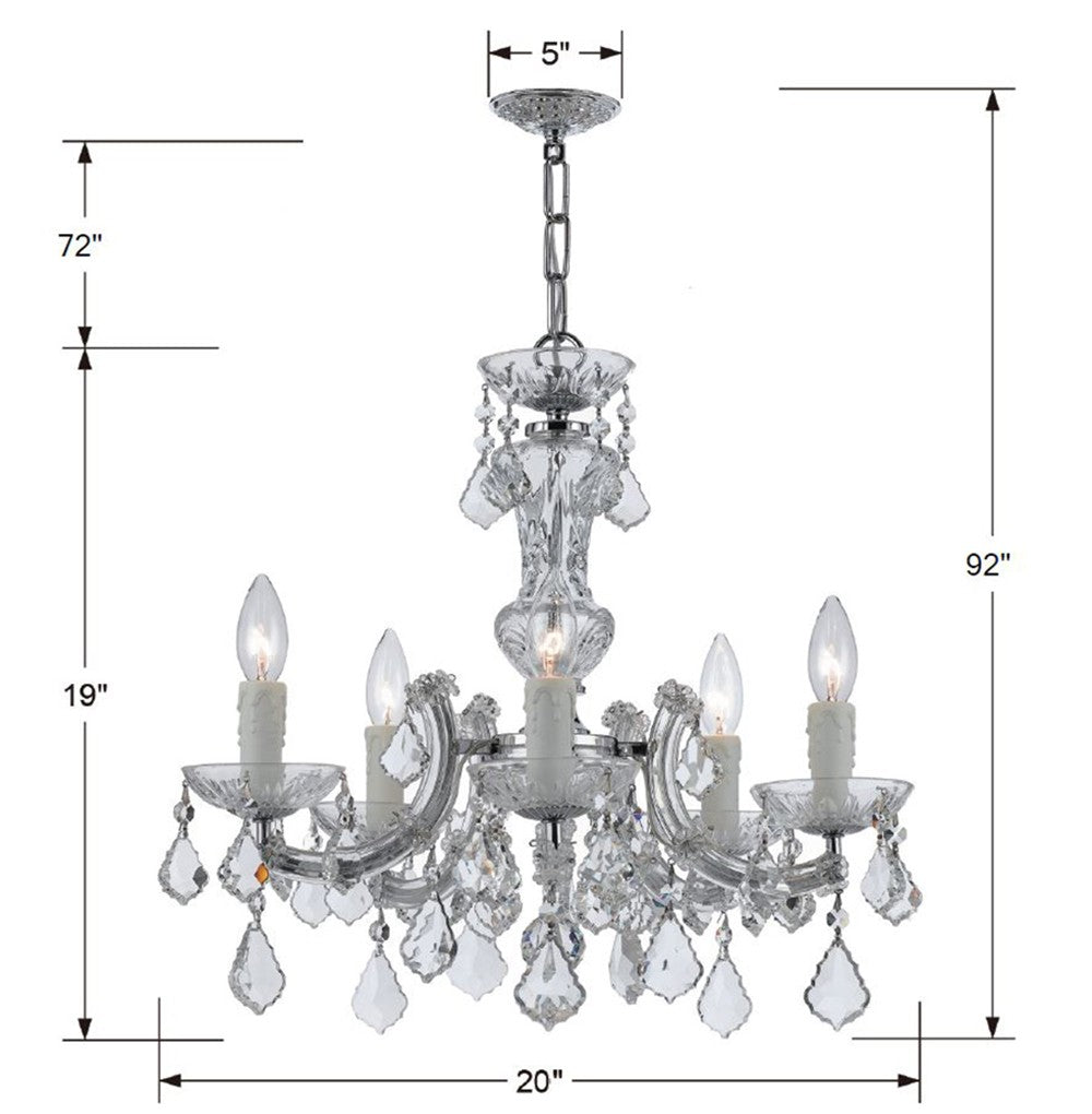 Maria Theresa 5 Light Hand Cut Crystal Polished Chrome Chandelier Crystorama