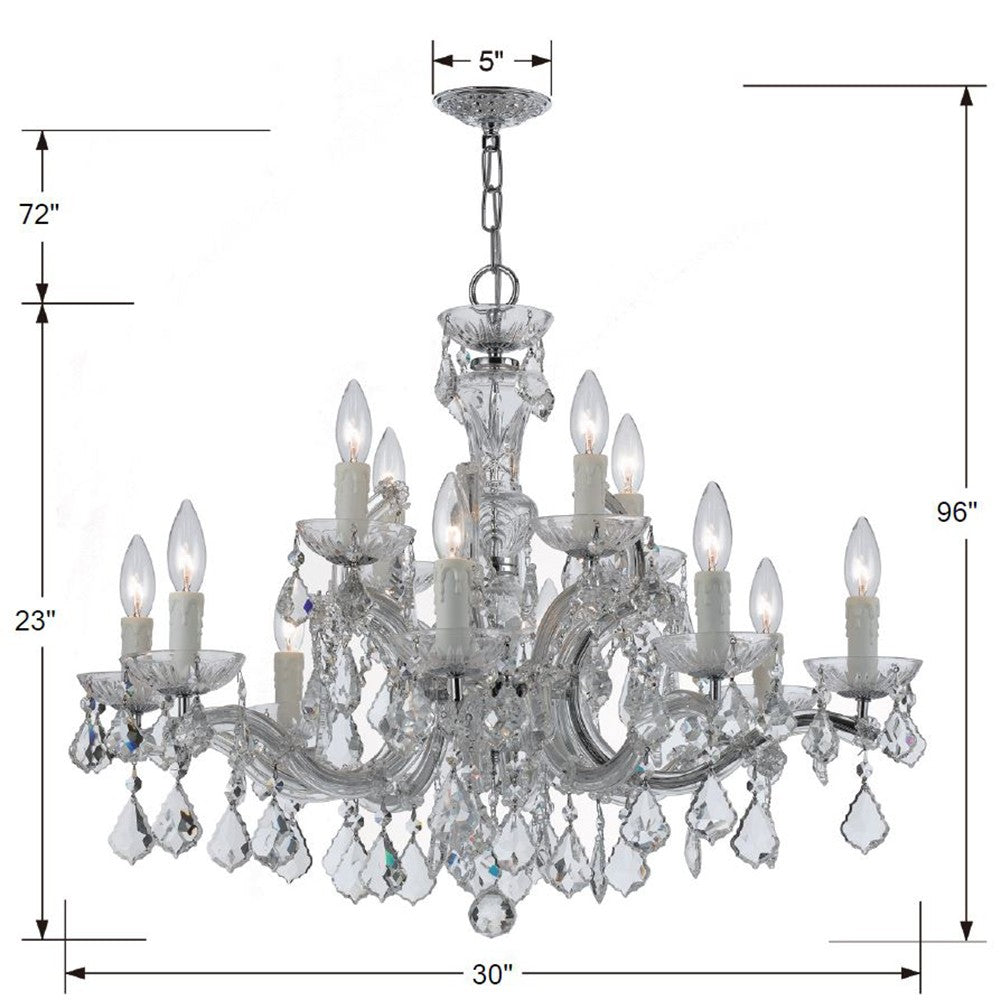 Maria Theresa 12 Light Spectra Crystal Polished Chrome Chandelier Crystorama