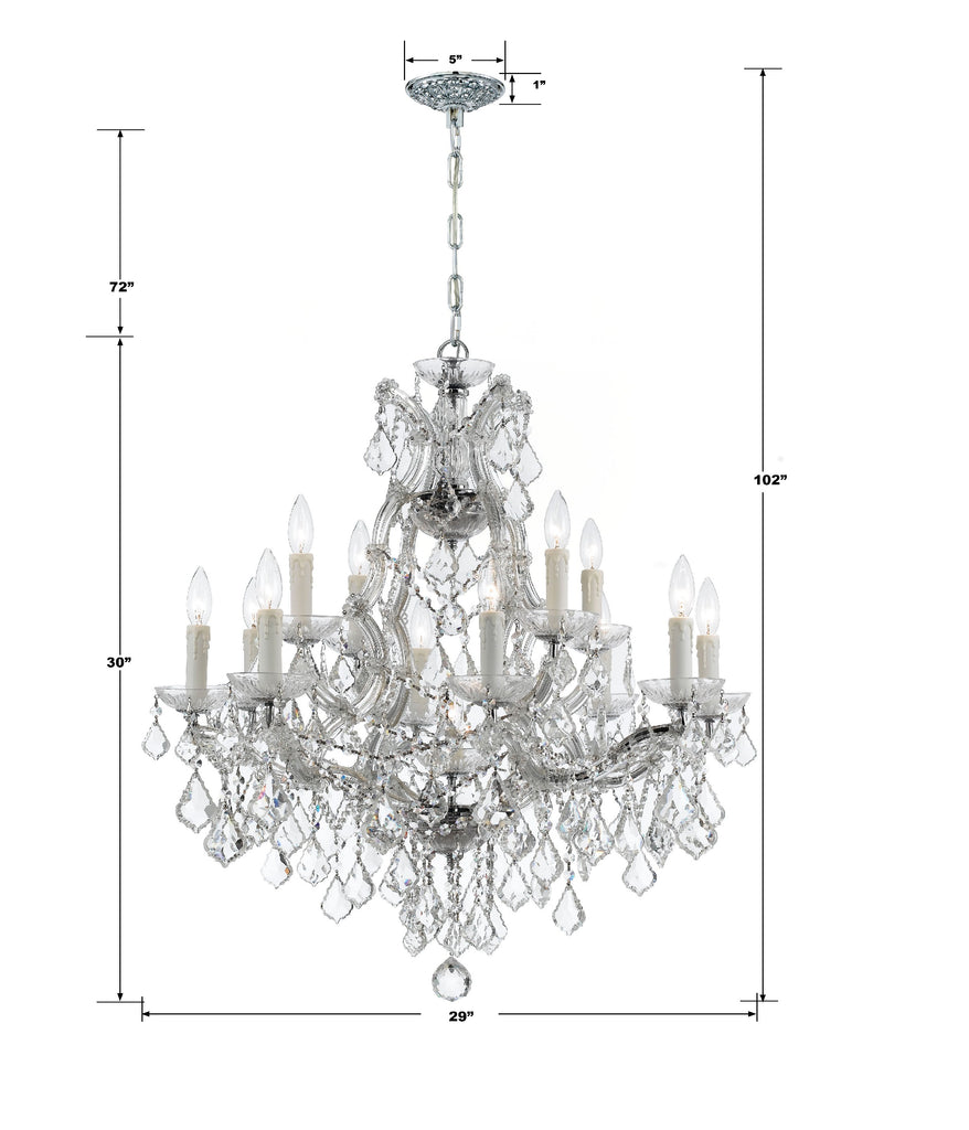 Maria Theresa 13 Light Clear Italian Crystal Polished Chrome Chandelier Crystorama