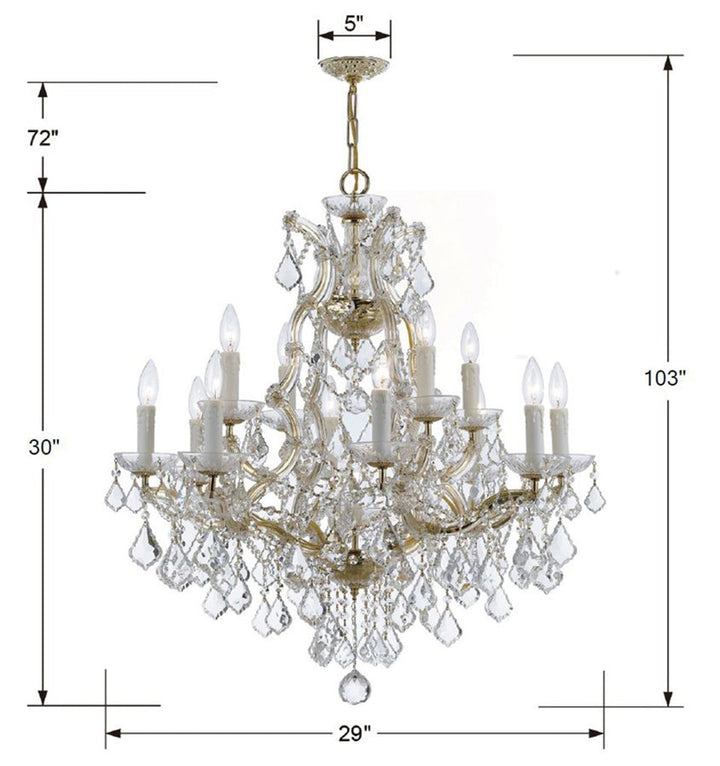 Maria Theresa 13 Light Hand Cut Crystal Gold Chandelier Crystorama