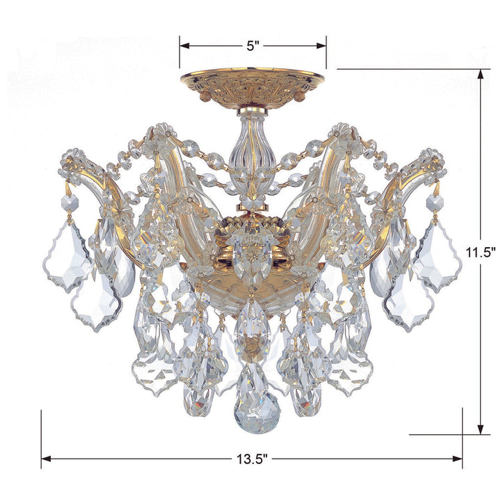 Maria Theresa 3 Light Hand Cut Crystal Gold Semi Flush Mount Crystorama