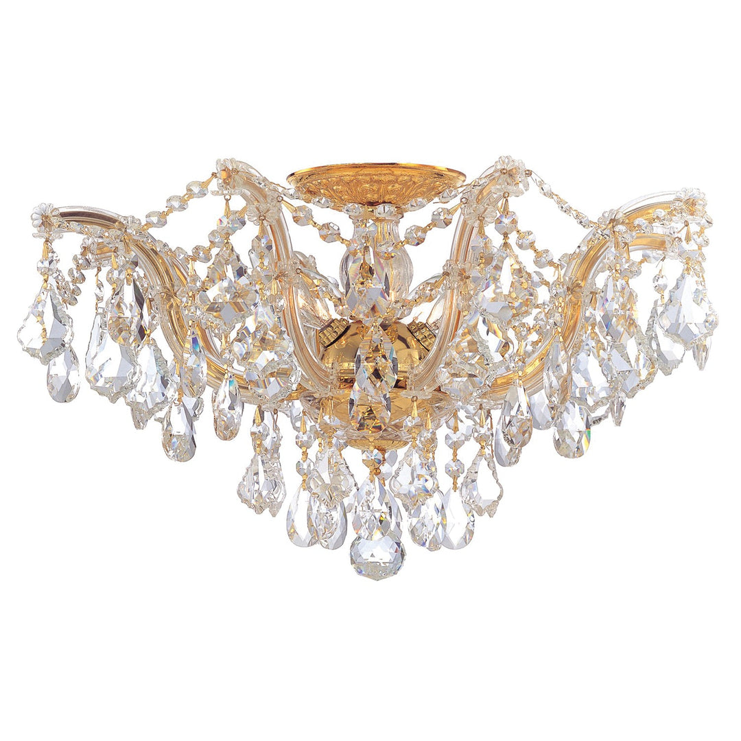 Maria Theresa 5 Light Hand Cut Crystal Gold Semi Flush Mount Crystorama