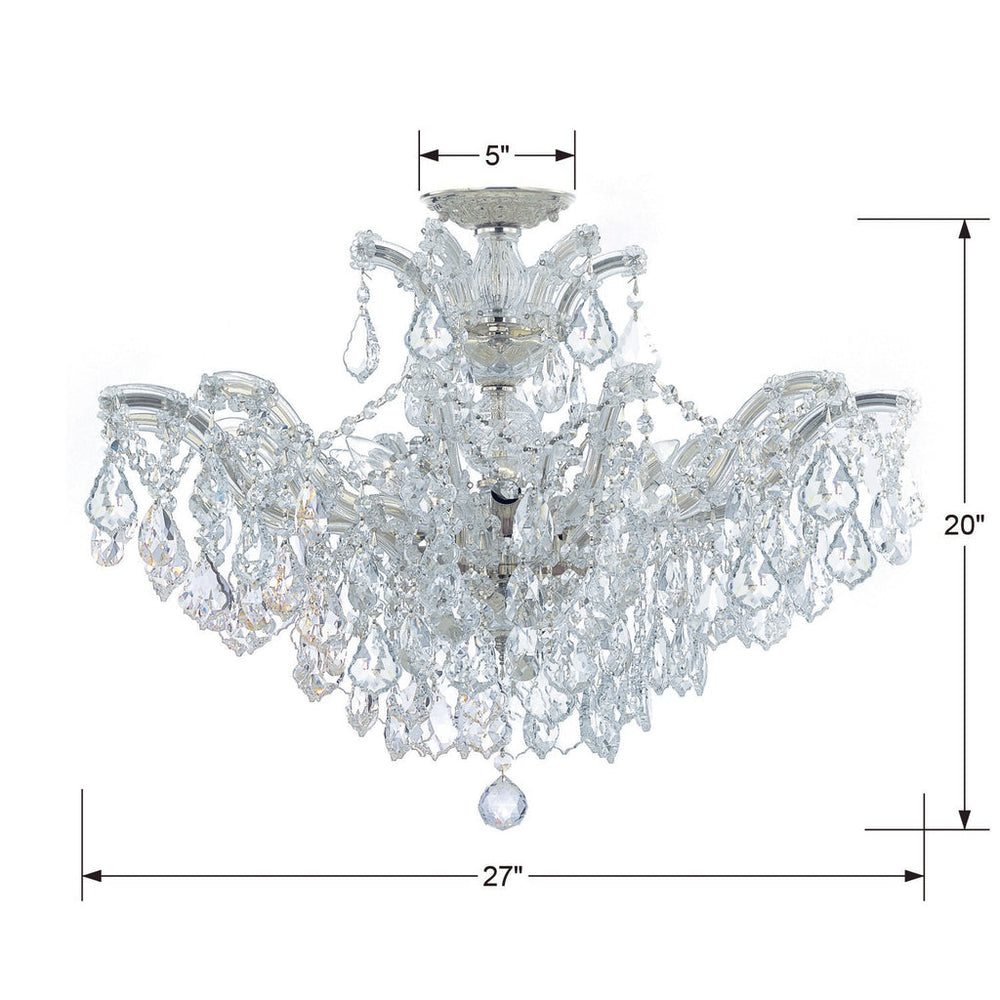 Maria Theresa 6 Light Hand Cut Crystal Polished Chrome Semi Flush Mount Crystorama