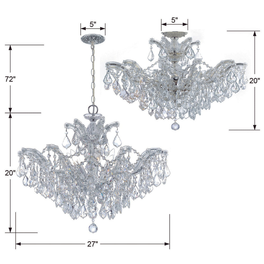 Maria Theresa 6 Light Spectra Crystal Polished Chrome Semi Flush Mount Crystorama