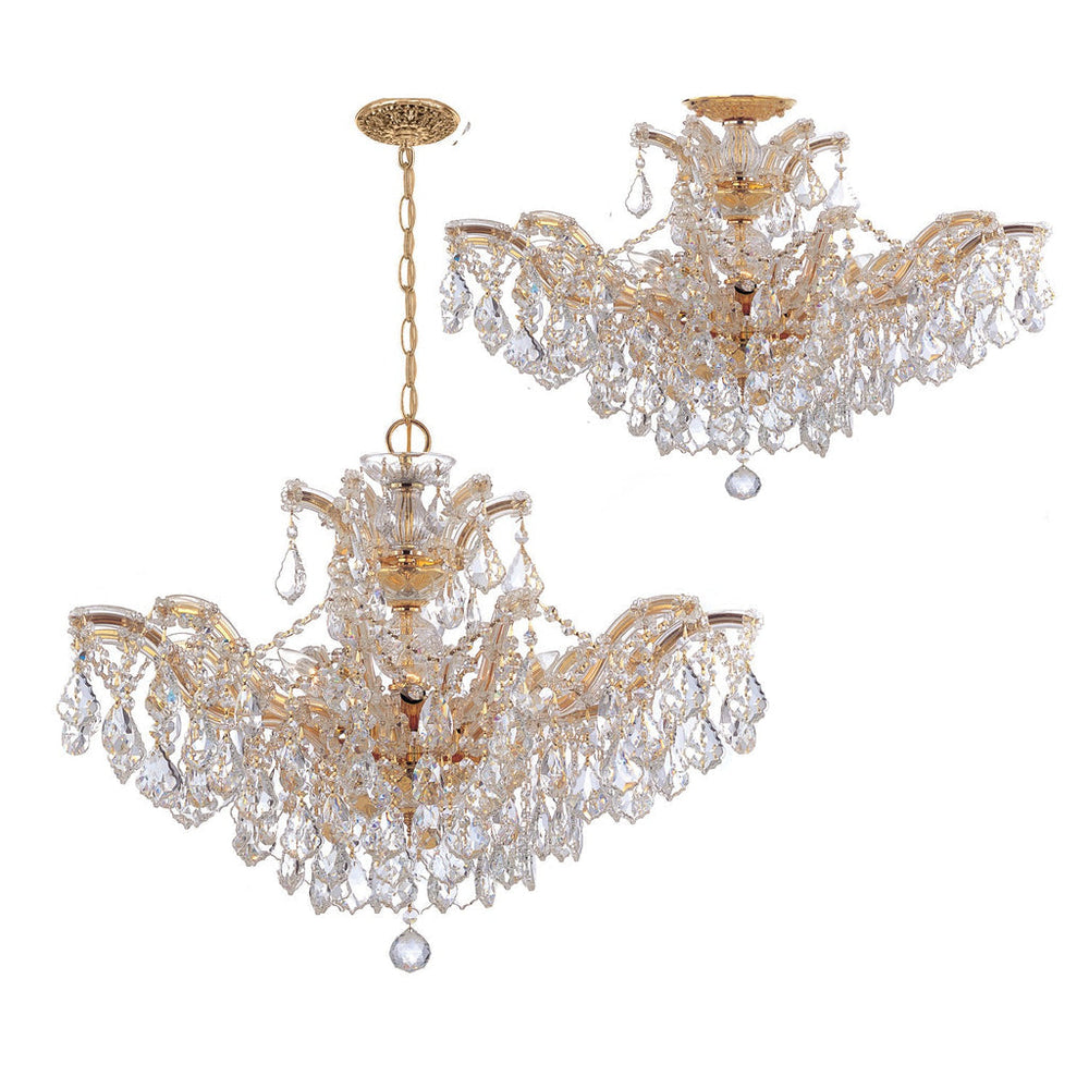 Maria Theresa 6 Light Hand Cut Crystal Gold Semi Flush Mount Crystorama